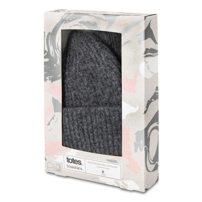 totes toasties® Ladies Knitted Hat & Glove Gift Set  Charcoal Extra Image 1